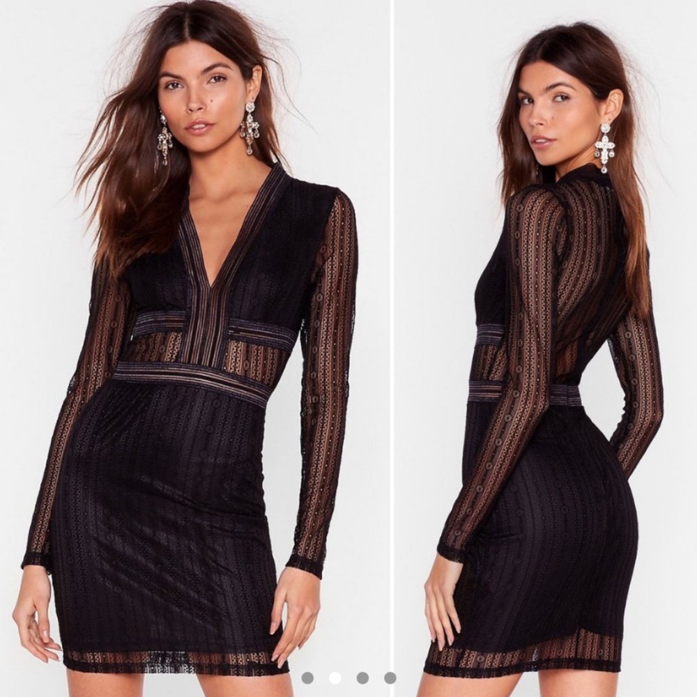 Nasty Gal Black Lace Bodycon Dress